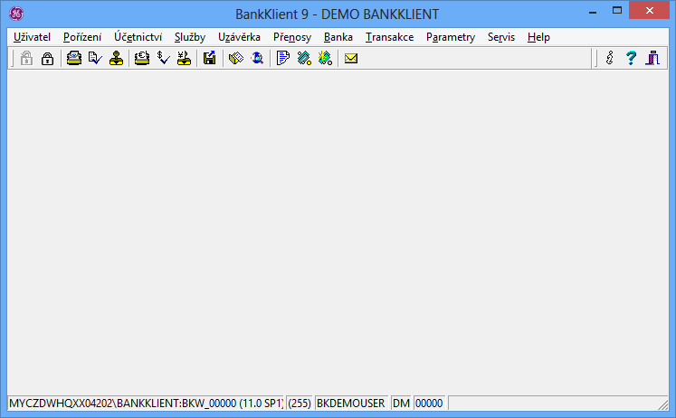 28 BankKlient Po kliknutí na tlačítko OK se objeví následující základní obrazovka systému BankKlient.
