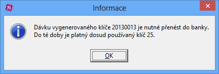 32 BankKlient Úspěšně byl vygenerován nový klíč elektronického podpisu. Klikněte na tlačítko Zapsat.