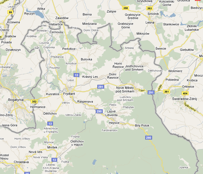 Frýdlantsko mapa Frýdlantska, zdroj: Google Frýdlantsko je název používaný pro oblast ve Frýdlantském výběžku na severu Čech. Jako historiský (geograficko-politický) pojem se objevilo v závěru 13.