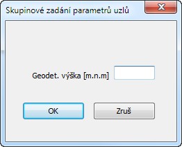 výška: Udává nadmořskou výšku uzlu [m.n.m.]. Označení uzlu: Je textový údaj.