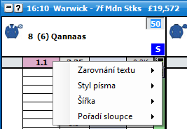 Svislé mezery vypne/zapne svislé mezery mezi buňkami. Svislé mezery zapnuté Svislé mezery vypnuté Rozvržení zápatí: Uzavřené sázky zapne/vypne zobrazení uzavřených sázek pod Ladderem.