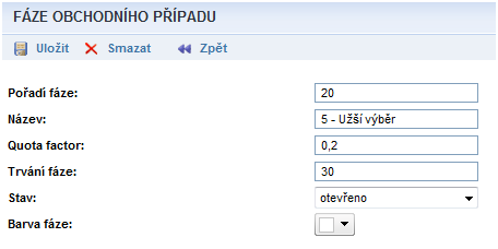 Předchozí fáze Smlouva podepsána označuje uzavřenou obchodní příležitost, tudíž pravděpodobnost je 100% a QF = 0,8.