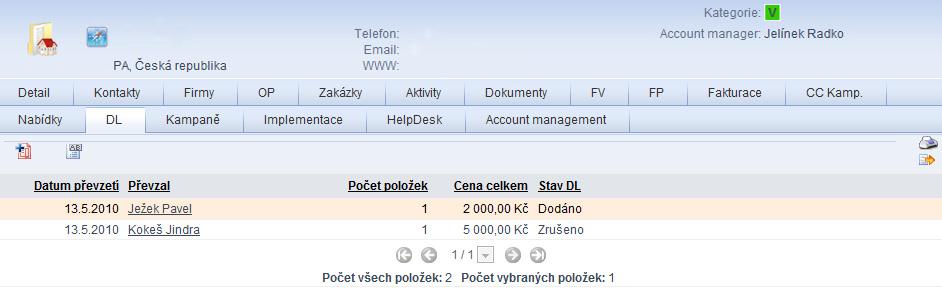 - 170 - Servis a reporting v IS Vyskladnění, vystavení a zrušení dodacího listu Vyskladnění provedete vystavením dodacího listu ve firmě, kde je uvedena alespoň jedna kontaktní osoba.