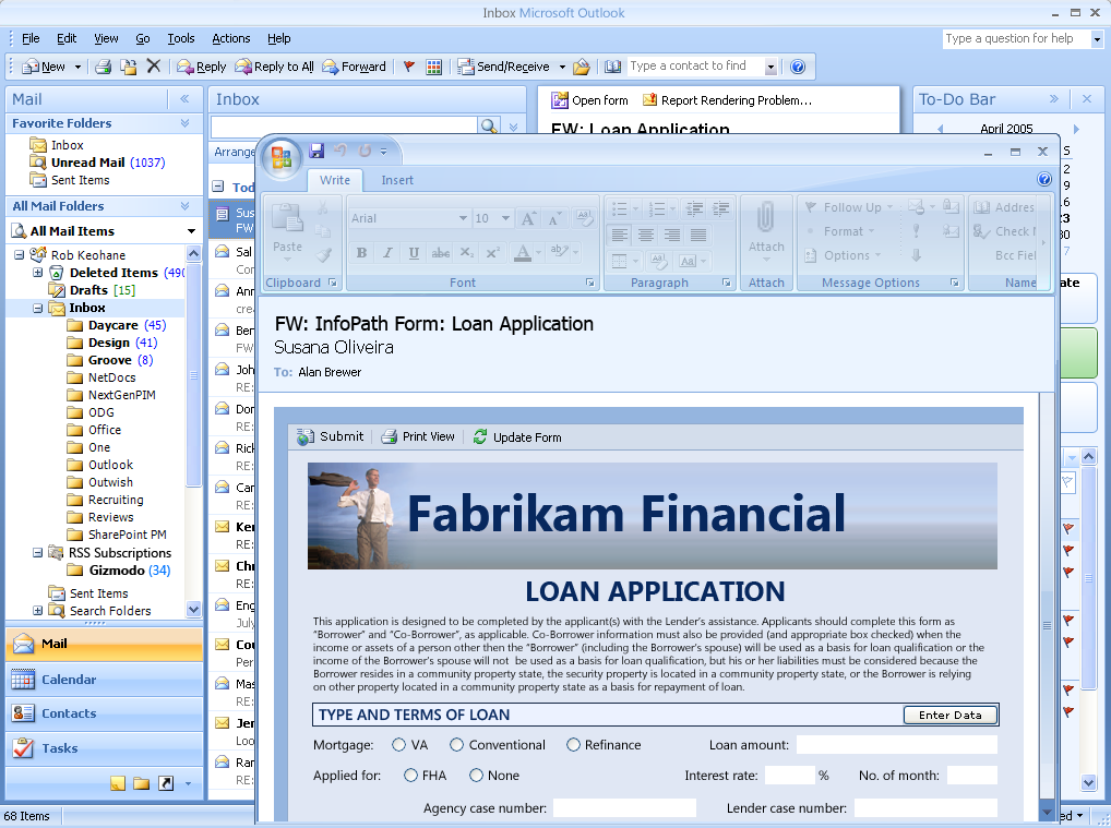 Formuláře na serveru Microsoft Office systém verze 2007 obsahuje rozšířenou podporu pro řešení elektronických formulářů.