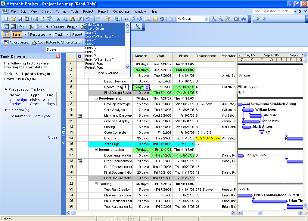 vyuţitím profesionálních diagramů Microsoft Office Visio Professional a grafů Office Excel zpracovaných na základě dat z Office Project Kontrolovat přiřazení v rámci projektu v kalendáři a úkolech