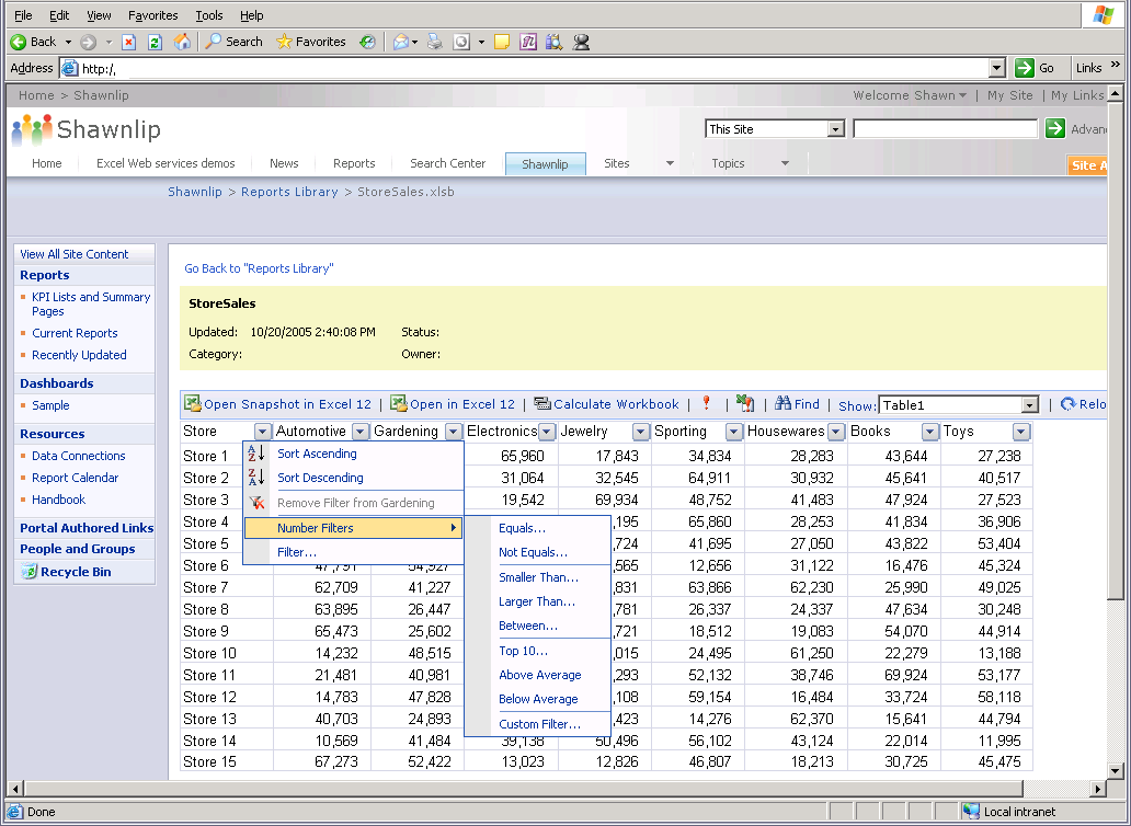 Obr.20: Office Excel 2007 spolupracuje s Excel Services a Office SharePoint Serverem 2007, čímž poskytuje významné výhody, nabízející mnohem více než prosté uložení souboru do dokumentové knihovny