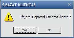 Po potvrzení se načte seznam všech klientů a je nutné kliknout na tlačítko převodu znovu Po chvilce práce počítače se Vám objeví hlášení o smazání klienta, který touto dobou již nemá žádných vazeb