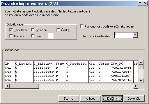 Pro ty, kteří neví jak TXT soubor dostat do Microsoft Excelu: Je třeba zvolit typ otevíraného souboru, jako Textové soubory Nechte to být tak jak to je a klikněte na Další > Zvolte oddělovač, který