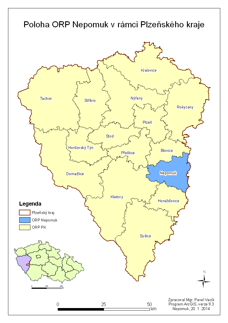 Mapa 1: Poloha ORP Nepomuk