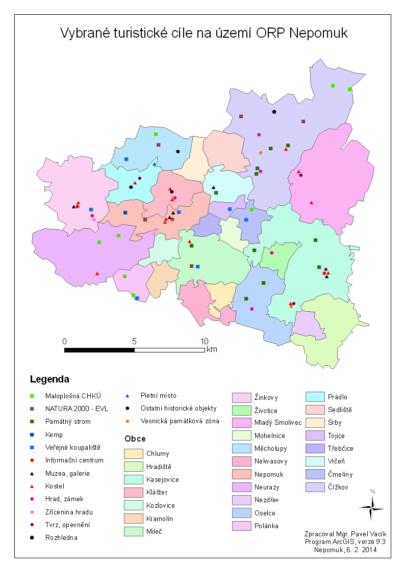 Mapa 38: Vybrané turistické