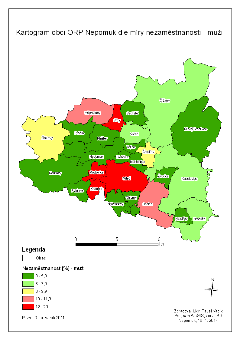 Mapa 32: Kartogram obcí ORP