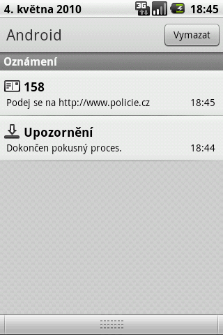 3 NÁVRH GRAFICKÉHO UšIVATELSKÉHO ROZHRANÍ (GUI) 34 3.3.5 Notikace Android disponuje systémem notikací, které upozor ují uºivatele na v²echny d leºité události, ke kterým do²lo nebo které probíhají.