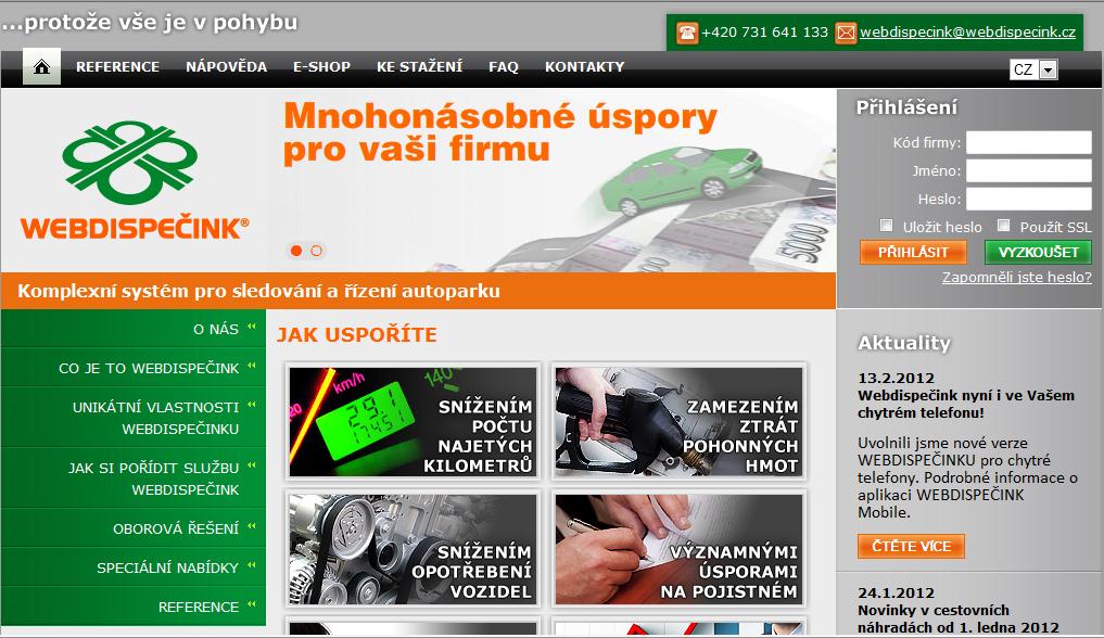 NOVÝ VZHLED WEBDISPEČINKU Nový WEBDISPEČINK Od ledna 2012 došlo ke změně