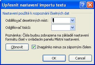 Na obrázku vlevo je vidět první část dialogového okna. V této části se vybírá, podoba dat, která se budou dělit. V našem případě zvolíme Pevná šířka. Ve spodní části okna vidíme náhled vybraných dat.