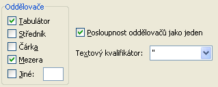 Po stisku tlačítka dokončit se text rozdělí, viz obrázek číslo 86 níže. Obrázek 86 Pokud bychom zvolili možnost Oddělovač (obr. č. 83) měli bychom možnost zvolit typ oddělovače slov.