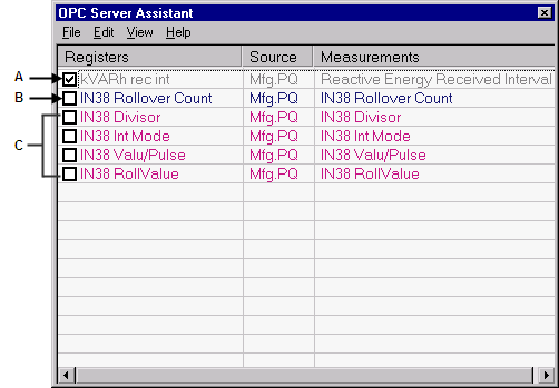 Appendix B: StruxureWare Power Monitoring Expert 7.2 User Guide OPC Server asistent OPC Server Asistent je mechanismus, který Vám umožňuje vybrat které OPC měření chcete odhalit pro OPC server.