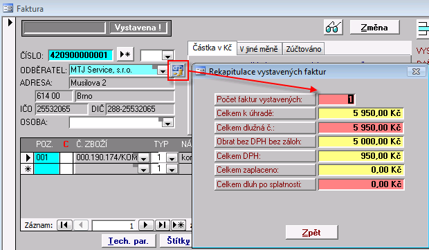 10 Školící dokumentace Soft-4-Sale PODZIM 2009 Při provedení vystavené faktury nebo přijaté objednávky se spouští kontrolní mechanismus.