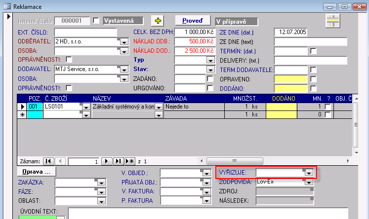 106 Školící dokumentace Soft-4-Sale PODZIM 2009 závady sestupně, pak teprve budou záznamy dokončené dle data realizace (resp. data plánované realizace pokud datum realizace není vyplněno) sestupně.