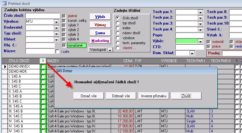 62 Školící dokumentace Soft-4-Sale PODZIM 2009 Oprava filtrace speciálních výběrových kritérií u přecenění zboží Přepočet zahr. cen - u pole 'Typ zboží ' nefunguje filtrace '...' ani '((.