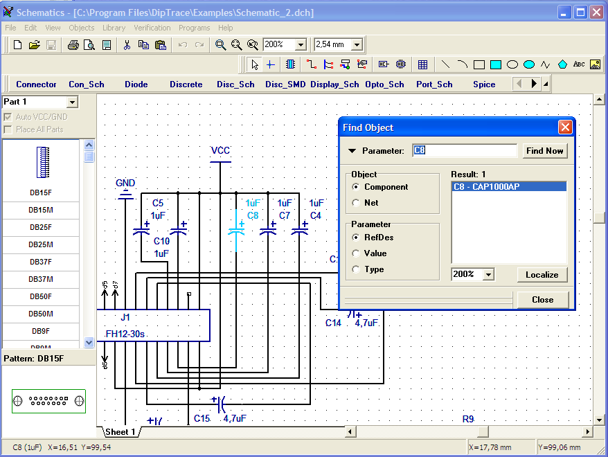 Ukončete program PCB Layout a spusťte znovu návrhový prostředek zapojení Schematic (on se dá otevřít i přímo z běžícího PCB Layout : {Programs Schematic} z hlavního menu, uživatelům Windows 98/ME