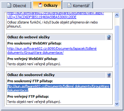 V takto otevřené kontextové nabídce spusťte příkaz Vlastnosti. V následujícím dialogu přejděte na kartu Odkazy.