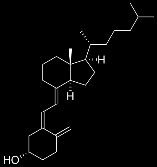 má steroidní strukturu Vitamin D (kalciferol) nejvýznamnější je vitamin D 3 (cholekalciferol) a