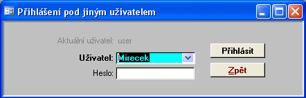 Popis práv k jednotlivým oblastem Uživatelé Tisk přehledu uživatelů Detailní přístupová práva Definice uživatelského menu Nový uživatel Zrušení uživatele Změna vašeho hesla Změna systémového hesla