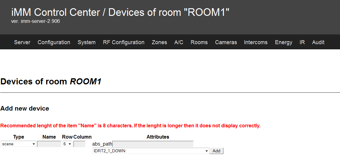 3.1.7. Záložka Rooms Slouží ke konfiguraci souboru rooms.cfg, který si načítá Aplikace ihc.