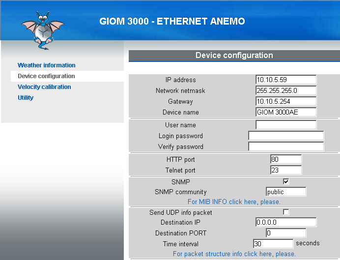 8.5. Zařízení třetích stran 8.5.1. Meteostanice Giom IP Giom Meteostanice je připojená přes ethernet s napájením PoE.