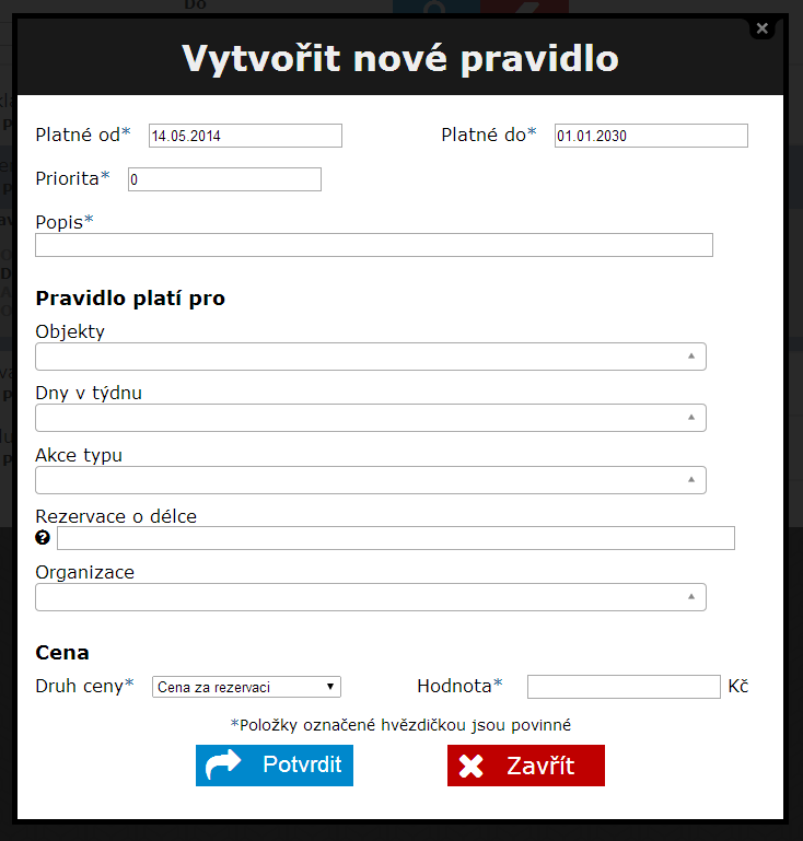 Výpis pravidel Obrázek 37: Výpis ceníku Výpis pravidel ceníku je možné provést kliknutím na tlačítko Ceník v menu. Výpis pravidel je možné filtrovat podle data platnosti.