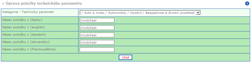 barva, apod. Při vkládání inzerátu do kategorie automobily (a také všech kategoriích této kategorie podřazených) je možné vyplnit hodnoty těchto parametrů.