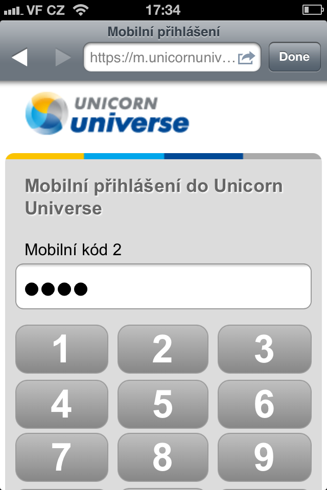 Ilustrace 4: iphone - přihlášení pomocí mobilního kódu Zdroj: Vlastní zpracování Nedostatky: 1.
