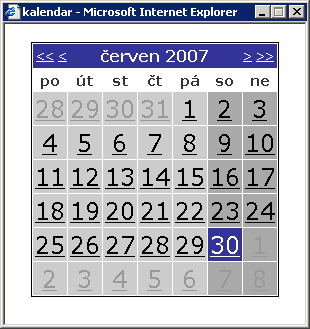 3.4. Kalendář Kalendář: - pomocí komponenty kalendář lze zadat libovolné datum; datum lze pořídit i ručně bez pouţití kalendáře 3.5.