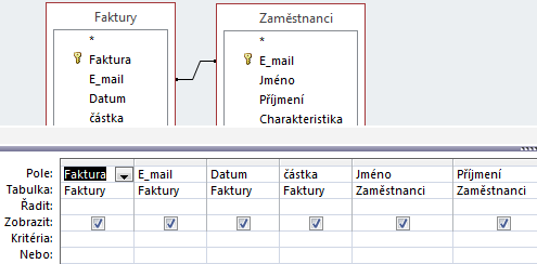 10 Access 180 Návrhová mřížka Odstranění relace Uložení dotazu Ve spodní části návrhového zobrazení je návrhová mřížka, do ní budeme přidávat pole, která chceme zobrazit ve výsledku dotazu.