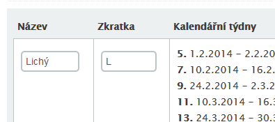 3. Nastavení chování modulu Rozvrh V rámci této kategorie se nastavuje chování samotného modulu Rozvrh. Jedná se opět o číselník.