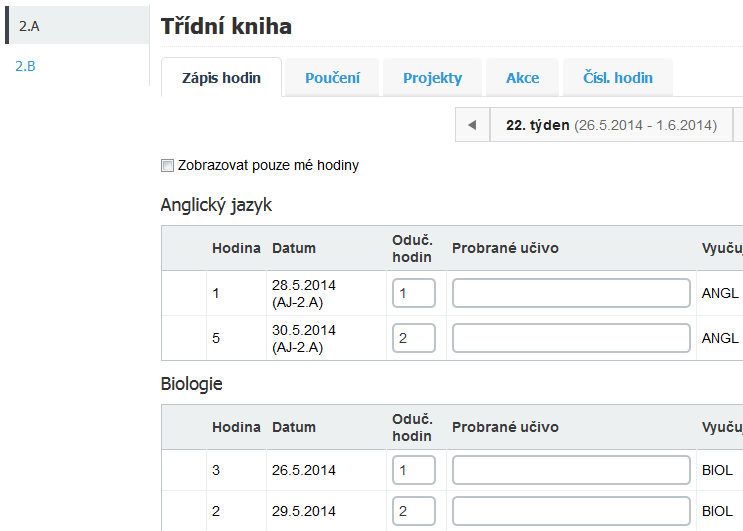 5. Nastavení chování modulu Třídní kniha V rámci této kategorie se nastavuje chování samotného modulu Třídní kniha.