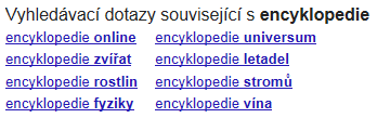 Internetové encyklopedie Zadáním hesla Encyklopedie do vyhledávače můžeme získat řadu odkazů