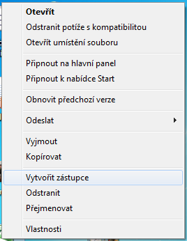 Tím zobrazíme plovoucí nabídku, ve které klepneme na položku. Na ploše se automaticky vytvoří nová ikona jako zástupce původní ikony.