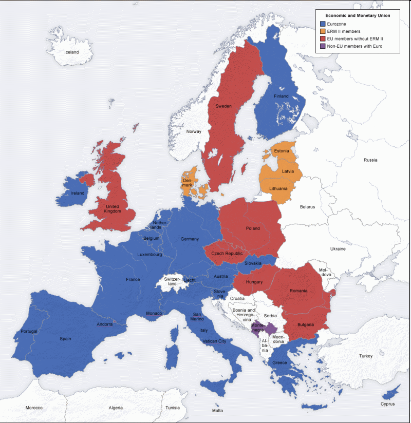 EURO Od r 1999 oficiální měna pro bankovní operace; Od r.