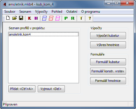 Kapitola 2 První spuštění, nástrojový panel, menu Program byl vytvořen jako nadstavbová část programu Podélný profil komunikace.