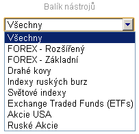 V 1.2 Volba zobrazovaných nástrojů Pro řízení počtů zobrazovaných nástrojů v tabulce nastavení lze využít filtr nástrojů Pro komfortnější volbu je realizováno několik způsobů filtrace.