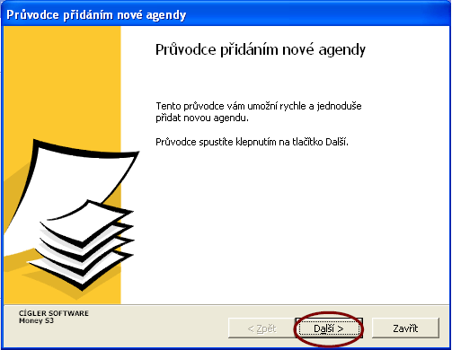 Fialově kliknete na tlačítko NOV[ AGENDA.