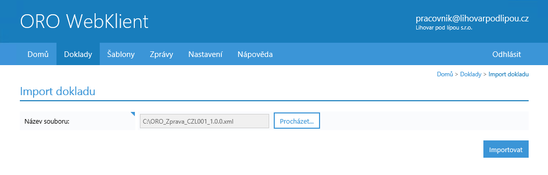 Kliknutím na tlačítko Procházet... otevřete okno, ve kterém si můžete vybrat příslušný soubor na Vašem počítači a vyplnit tak hodnotu pole Název souboru.