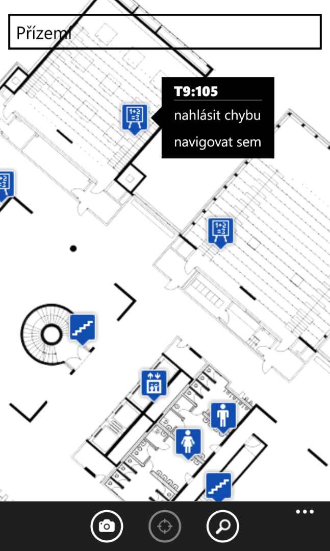 2.4. Rozšířená realita (a) Mapa podlaží (b) Informace o vybraném bodě Spolu s tímto rozšířením jsem ke každému typu položky přidal odpovídající obrázek, který se na mapě zobrazí 7.