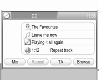 28 CD přehrávač Zvolte ve složce požadovanou stopu. Přeskočení na následující skladbu nebo předchozí skladbu Jednou nebo několikrát krátce stiskněte tlačítko l nebo m.