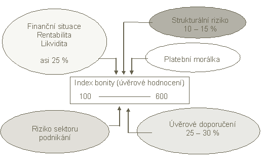 Metody Competitive Intelligence a kreditní informace v praxi 66 strukturální rizika vyplývající z právní formy, oboru činnosti nebo historie a stáří firmy finanční a likvidní rizika s rozhodující