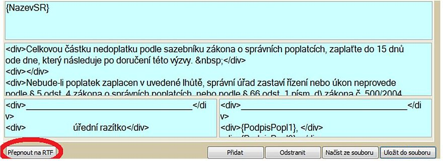 Ostatní funkce 115 Vytvoříme kopii - stiskneme tlačítko Přidat, vytvoří se klon původní sestavy a tu si můžeme upravovat dle našich požadavků.