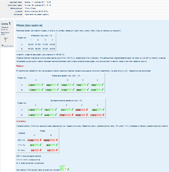 Student má dále k dispozici opravené řešení příkladu. Ihned tedy vidí, kde chyboval. Celý příklad pak může vypadat např. takto (viz obrázek 4).