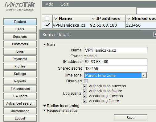 Pro správu uživatelů se nyní přihlásíme pomocí prohlížeče do rozhraní User Manageru (http://lan_adresa_routeru/userman) Obrázek 22 - Login User Manager Po úspěšném přihlášení propojíme modul User