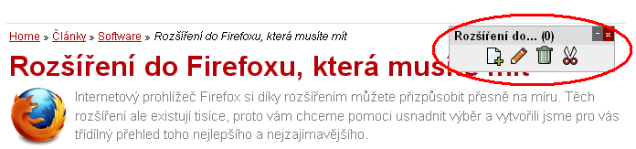 Jak změnit umístění článku (přesun článku) Přemístění článku na jiné místo v hierarchii článků se provádí v několika krocích. Obr. 70: Editační toolbar článku 1.